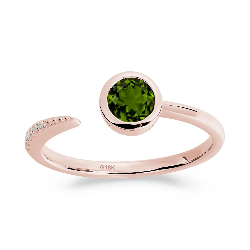 Bezel Set Round Diopside Open Ring - Image 6