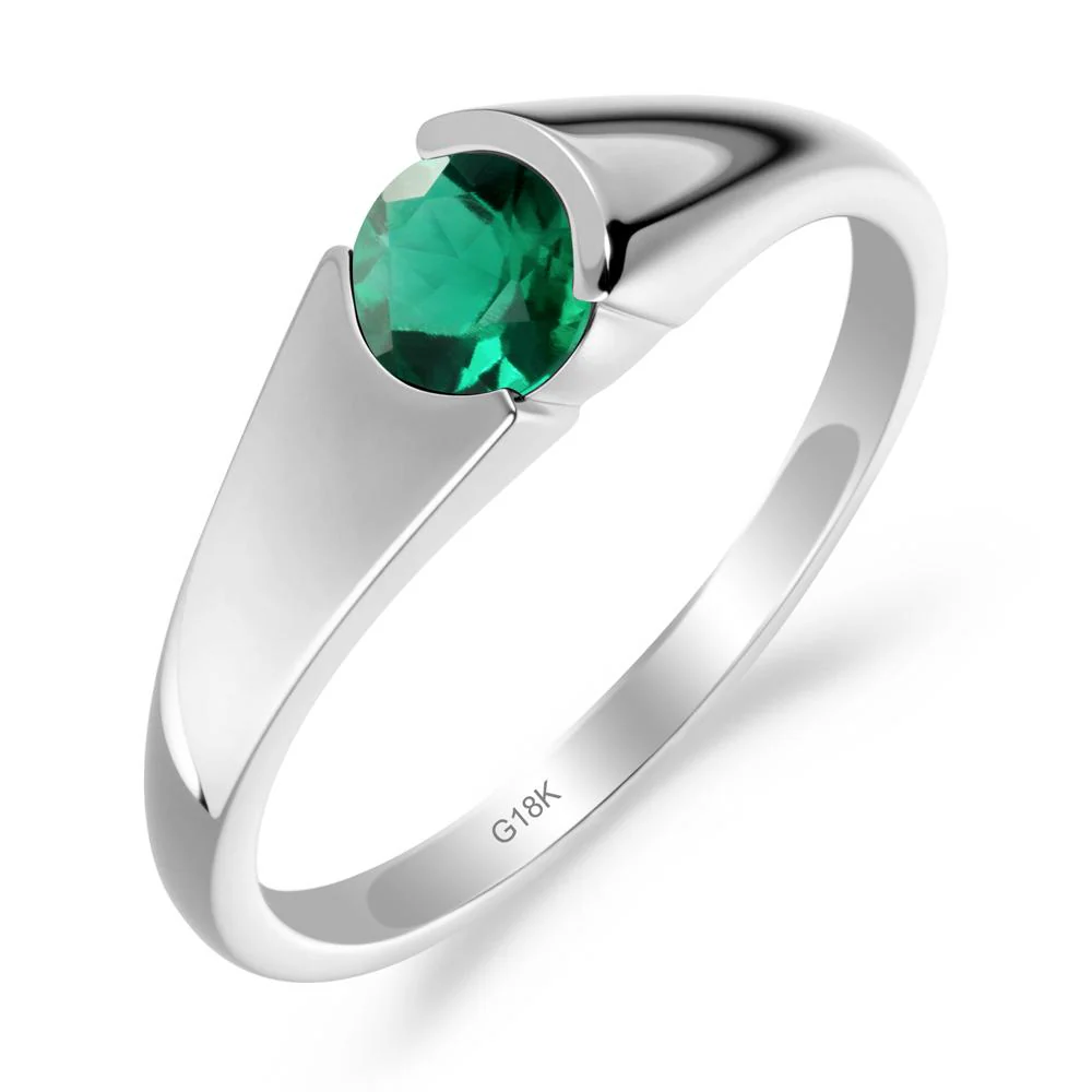 Bezel Set Round Emerald Solitaire Ring - Image 4