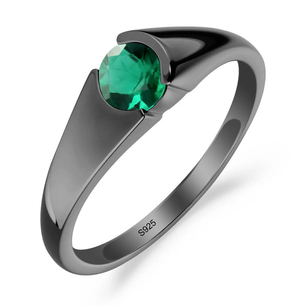 Bezel Set Round Emerald Solitaire Ring - Image 6