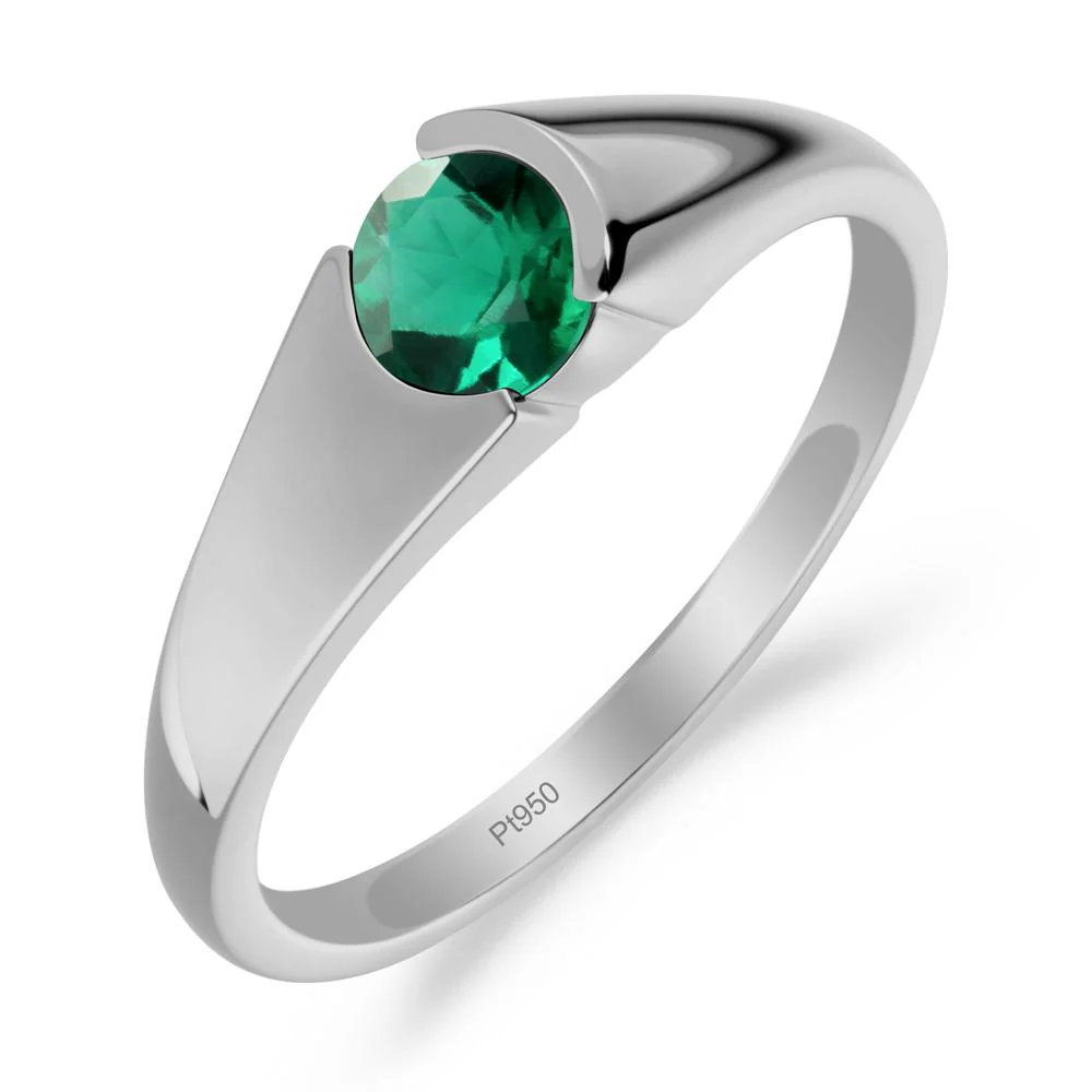 Bezel Set Round Emerald Solitaire Ring - Image 7