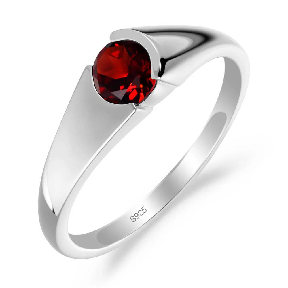 Bezel Set Round Garnet Solitaire Ring - Image 4