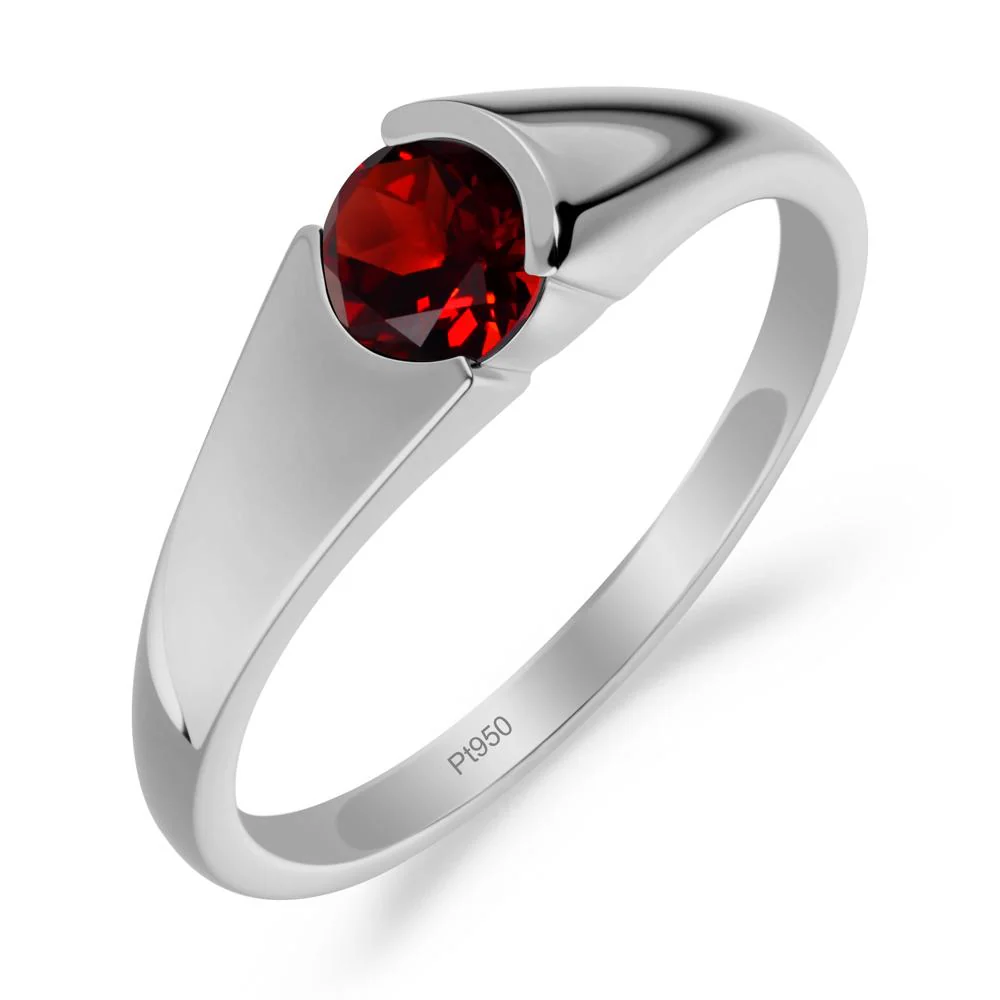 Bezel Set Round Garnet Solitaire Ring - Image 9