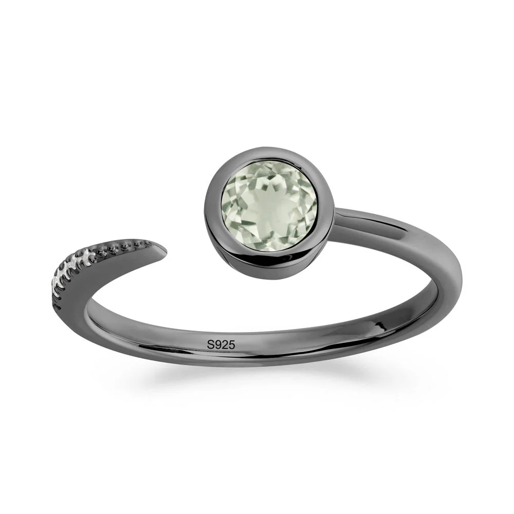 Bezel Set Round Green Amethyst Open Ring - Image 5