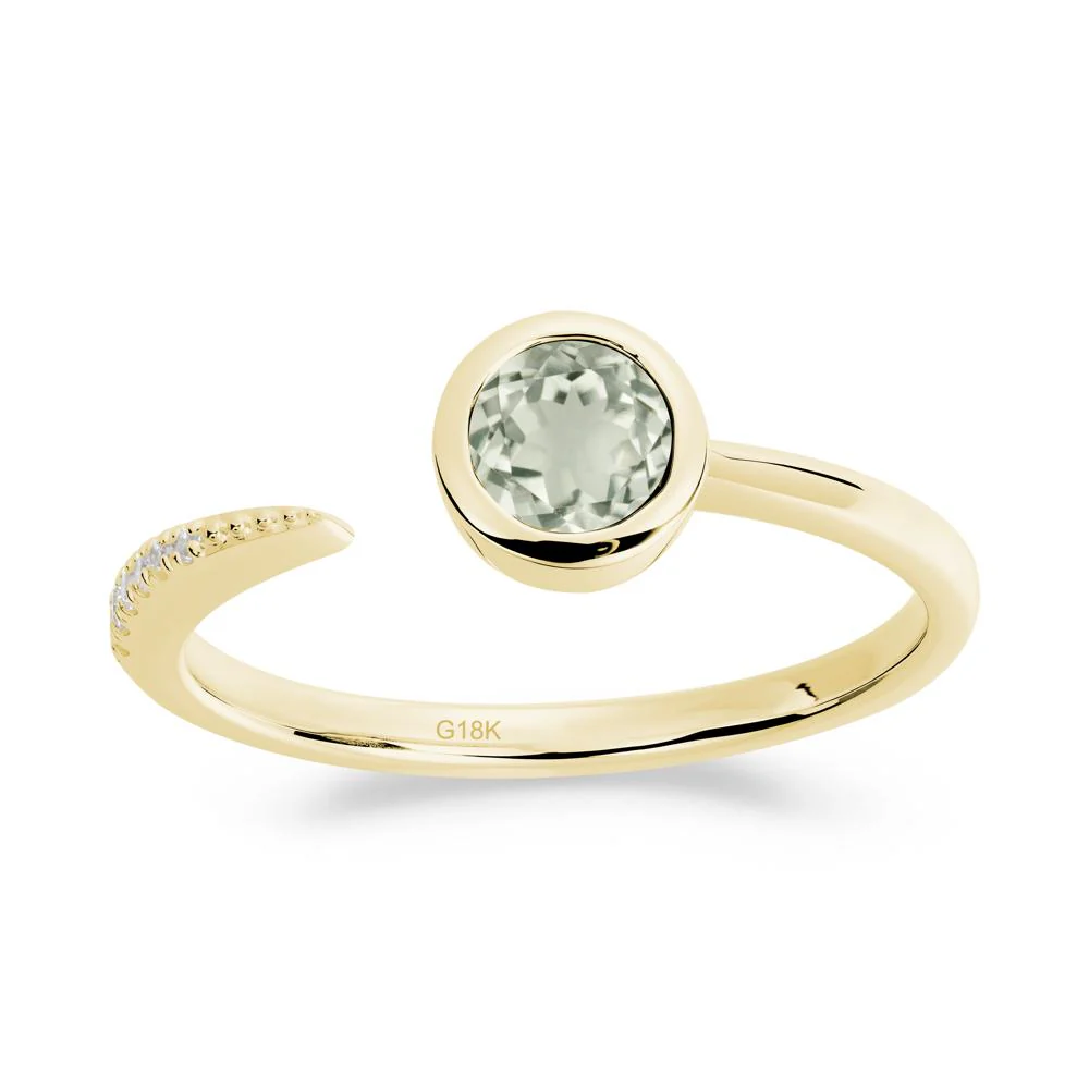 Bezel Set Round Green Amethyst Open Ring - Image 8