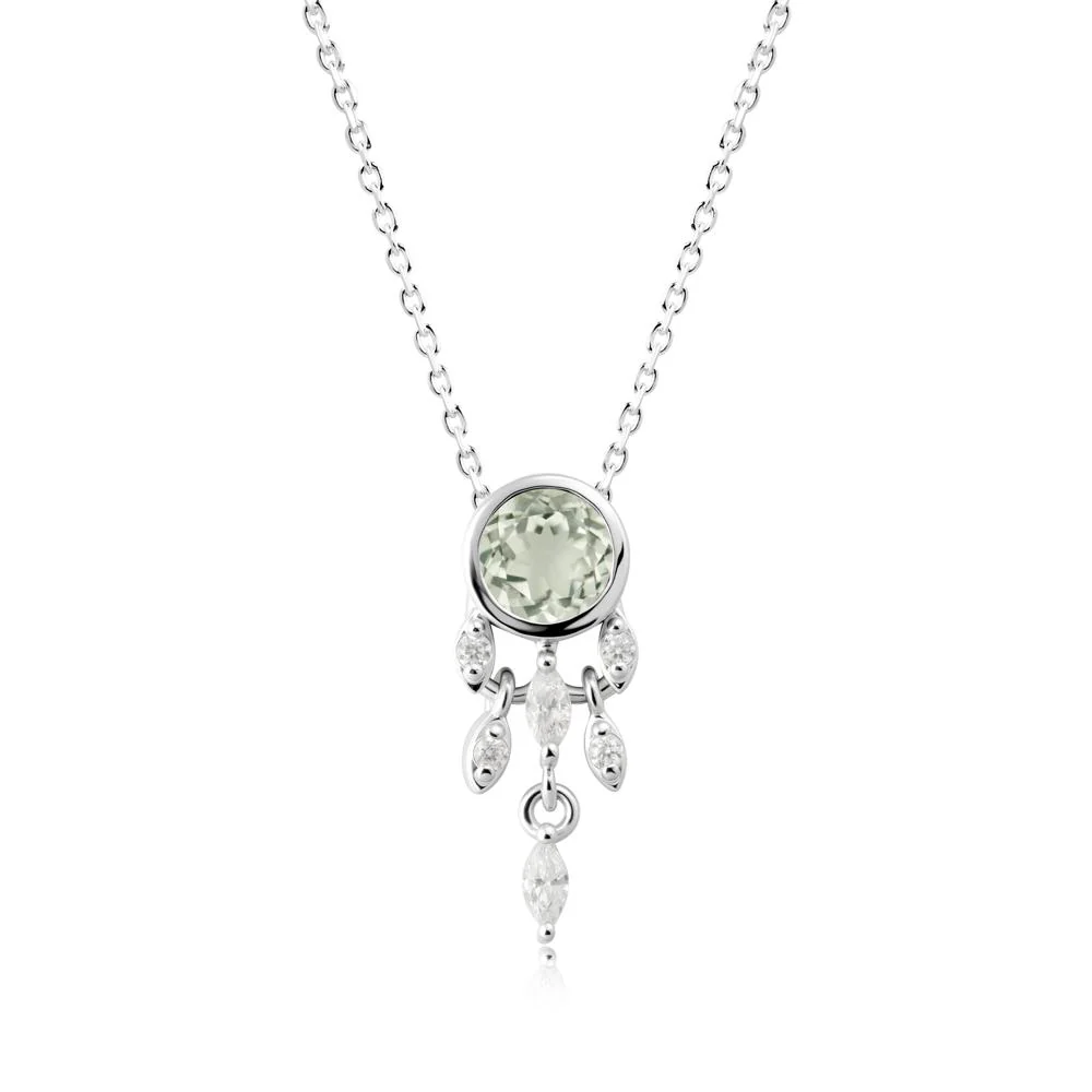 Bezel Set Round Green Amethyst Pendant - Image 2