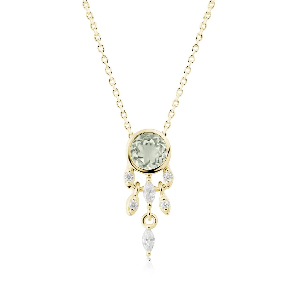 Bezel Set Round Green Amethyst Pendant - Image 5