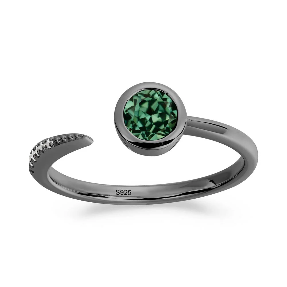 Bezel Set Round Green Sapphire Open Ring - Image 6