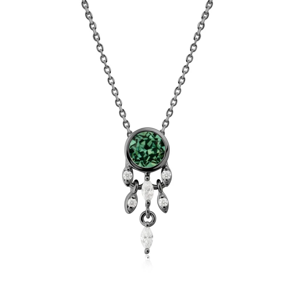 Bezel Set Round Green Sapphire Pendant - Image 4