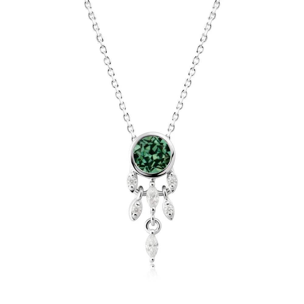 Bezel Set Round Green Sapphire Pendant - Image 5