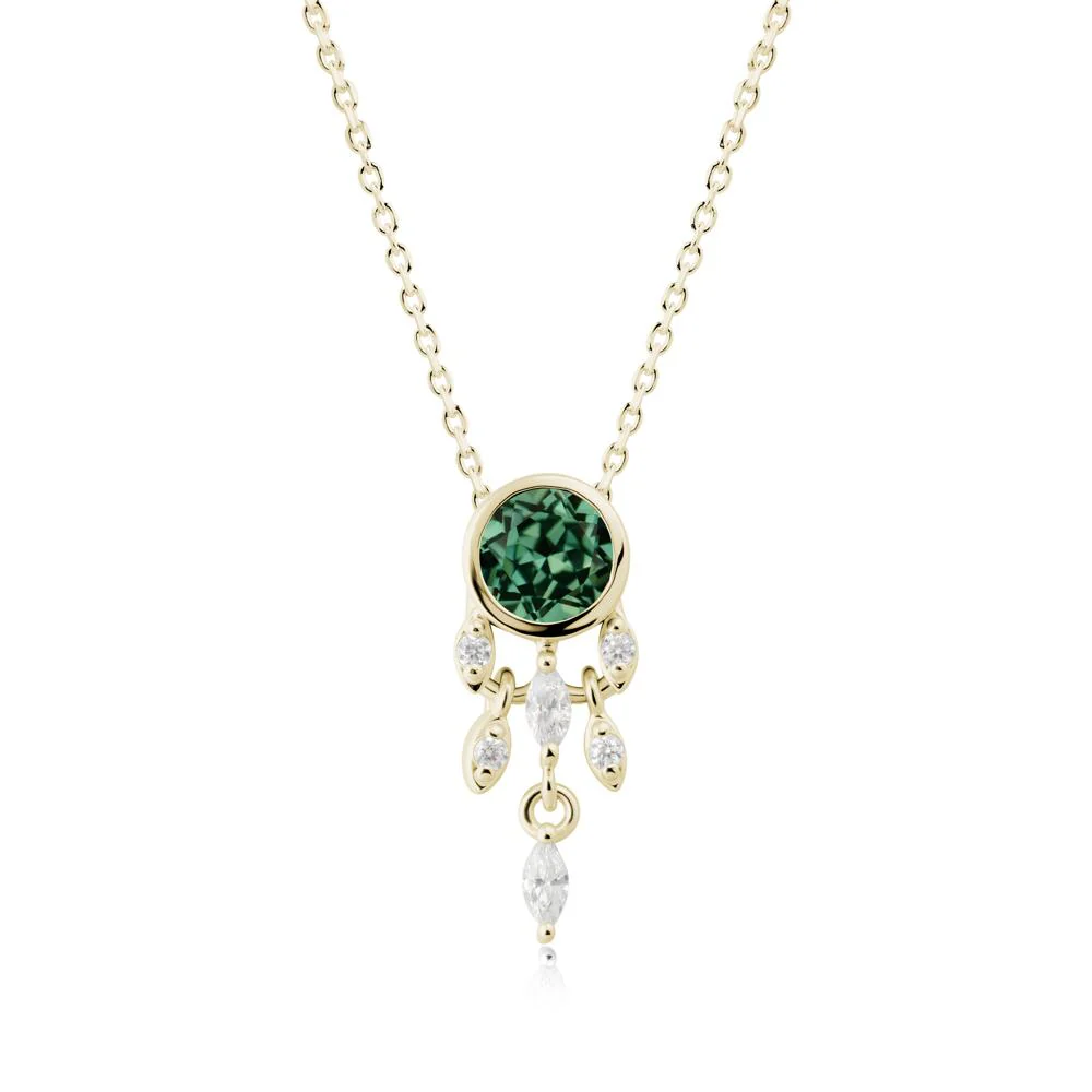Bezel Set Round Green Sapphire Pendant - Image 6