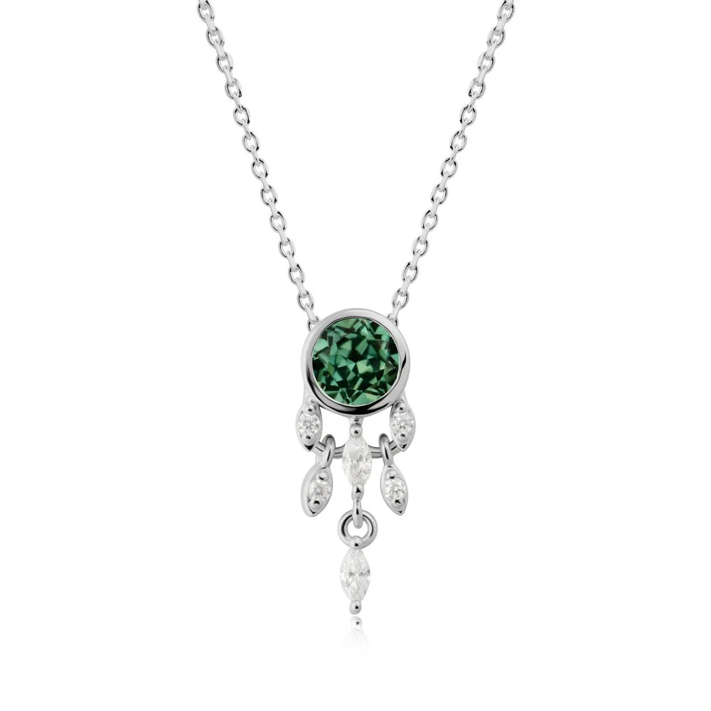 Bezel Set Round Green Sapphire Pendant - Image 7