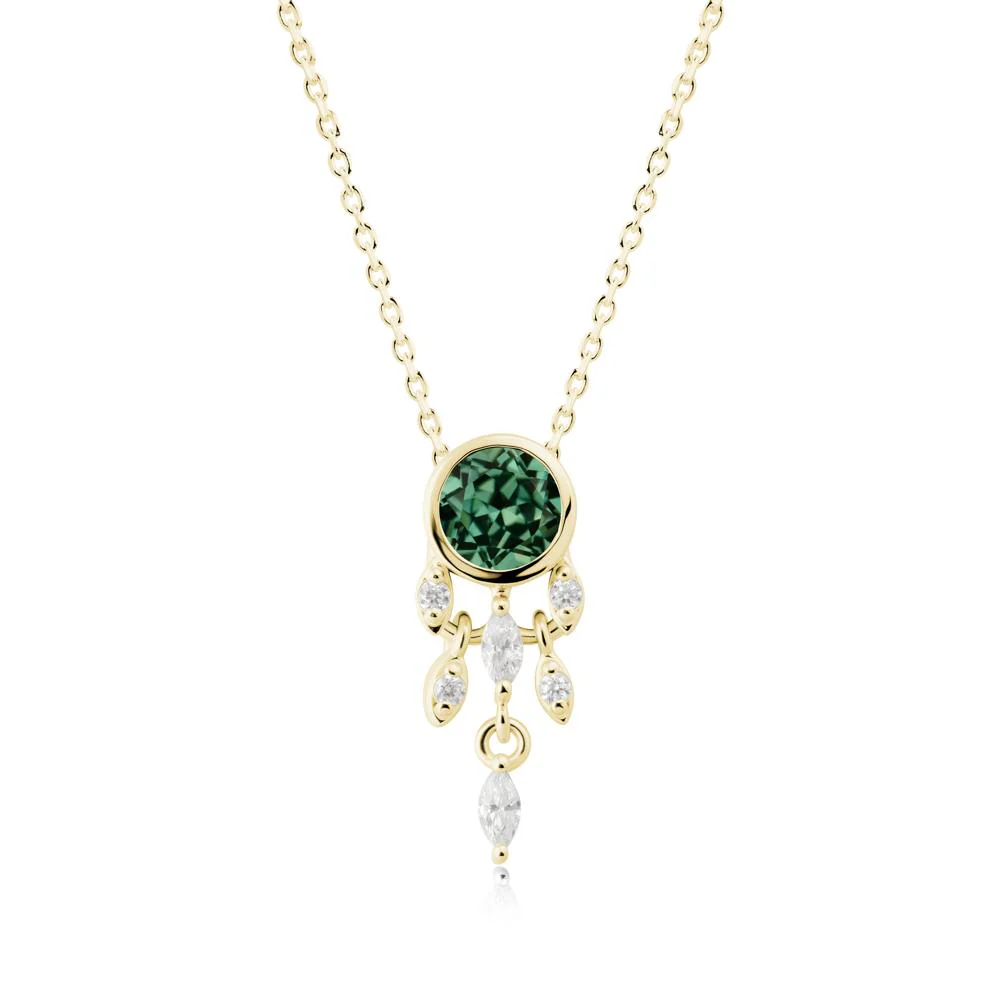 Bezel Set Round Green Sapphire Pendant - Image 8