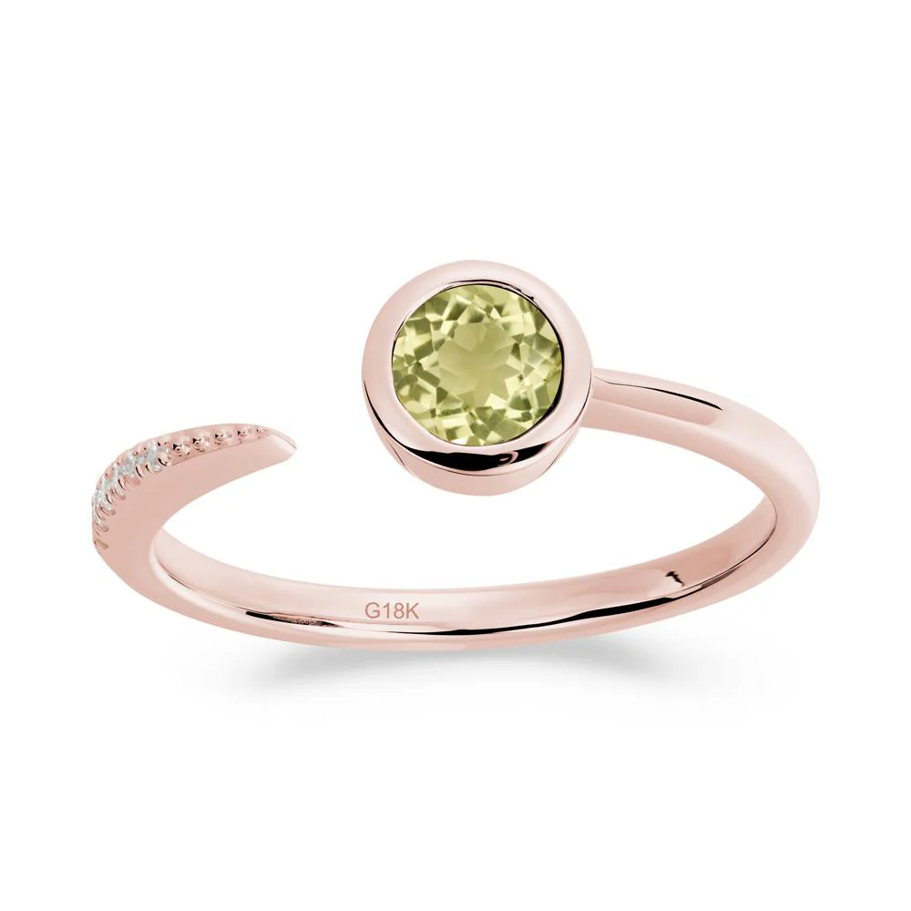 Bezel Set Round Lemon Quartz Open Ring - Image 5