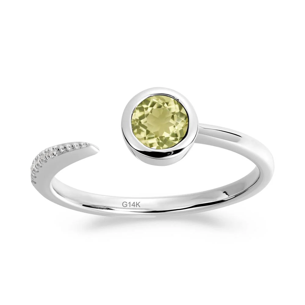 Bezel Set Round Lemon Quartz Open Ring - Image 7