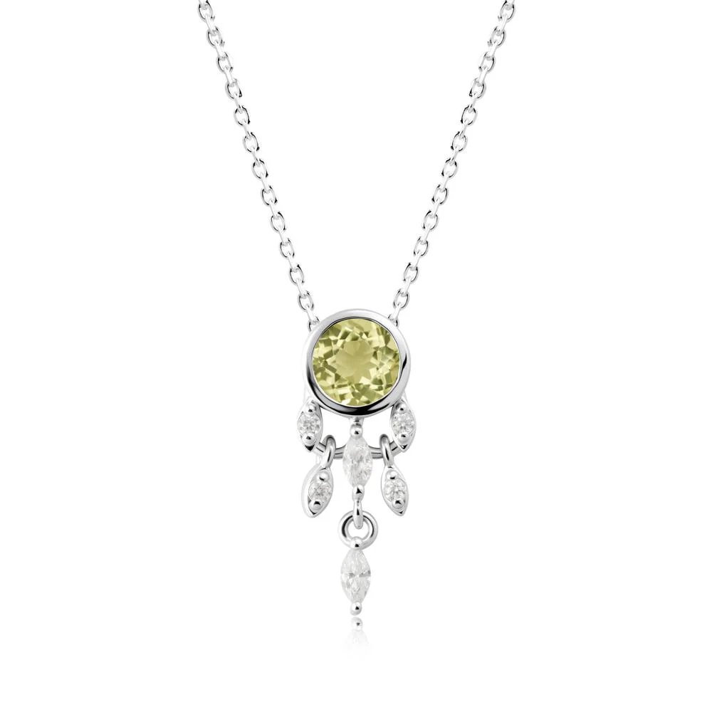 Bezel Set Round Lemon Quartz Pendant