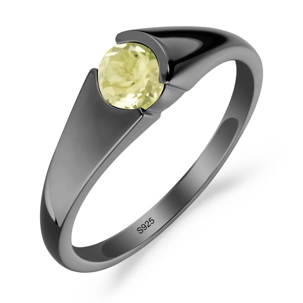 Bezel Set Round Lemon Quartz Solitaire Ring - Image 2