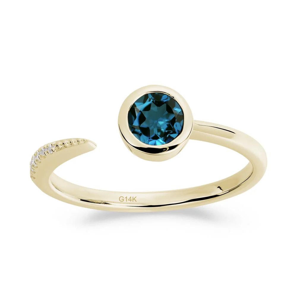 Bezel Set Round London Blue Topaz Open Ring - Image 4