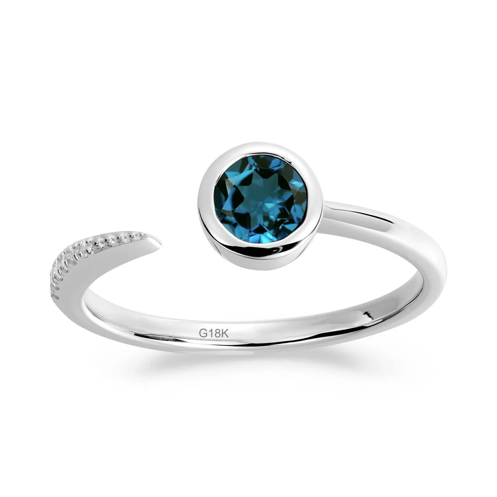 Bezel Set Round London Blue Topaz Open Ring - Image 5