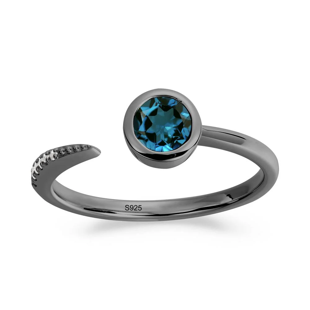 Bezel Set Round London Blue Topaz Open Ring - Image 7