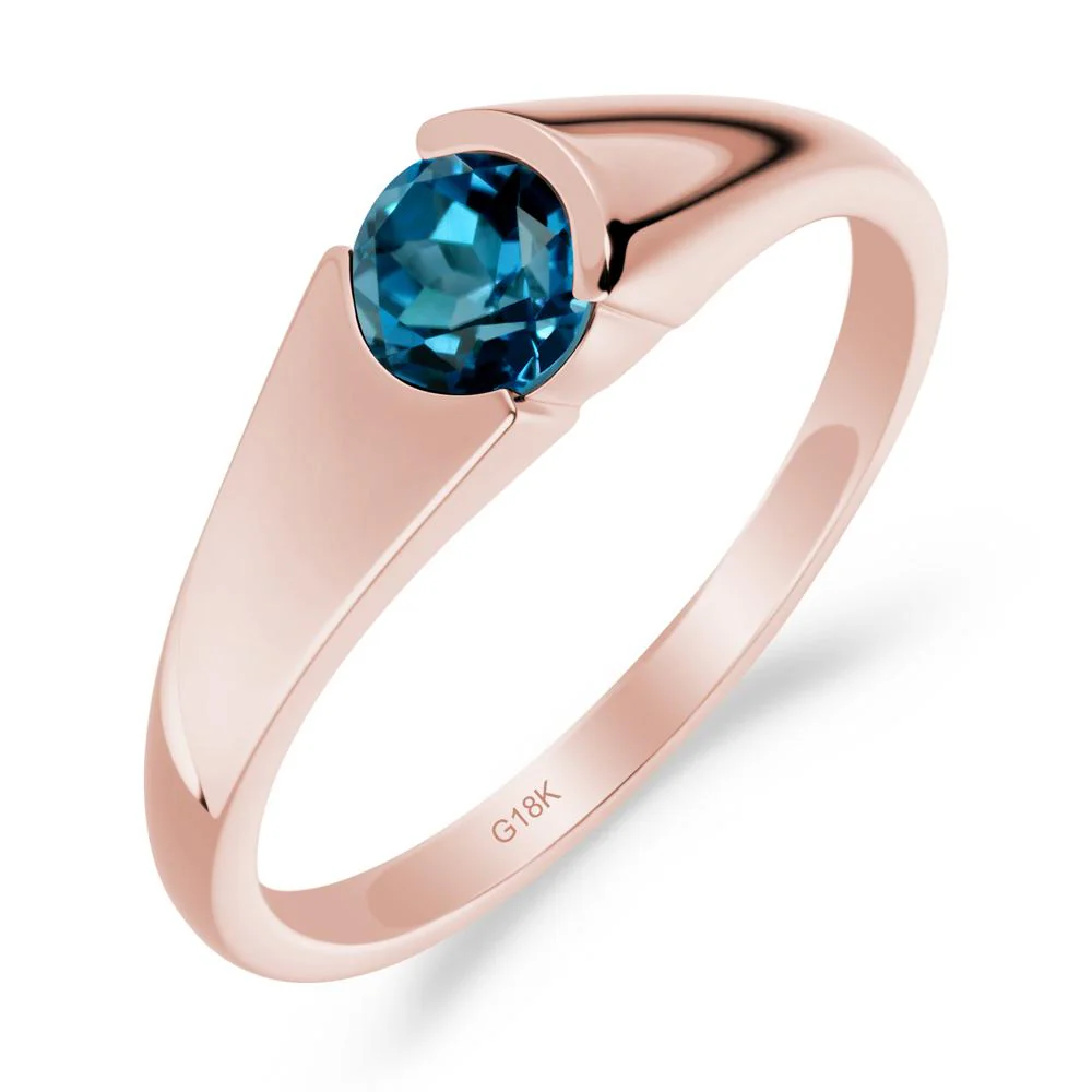 Bezel Set Round London Blue Topaz Solitaire Ring - Image 2