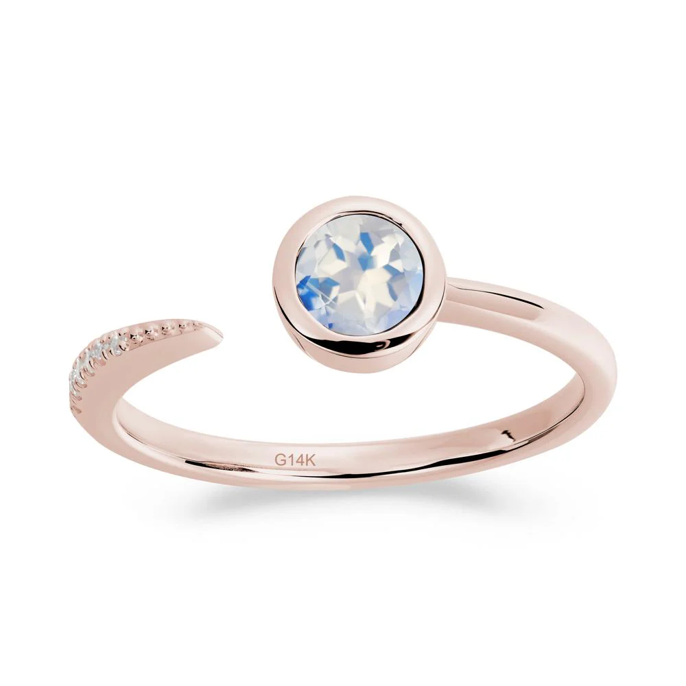 Bezel Set Round Moonstone Open Ring