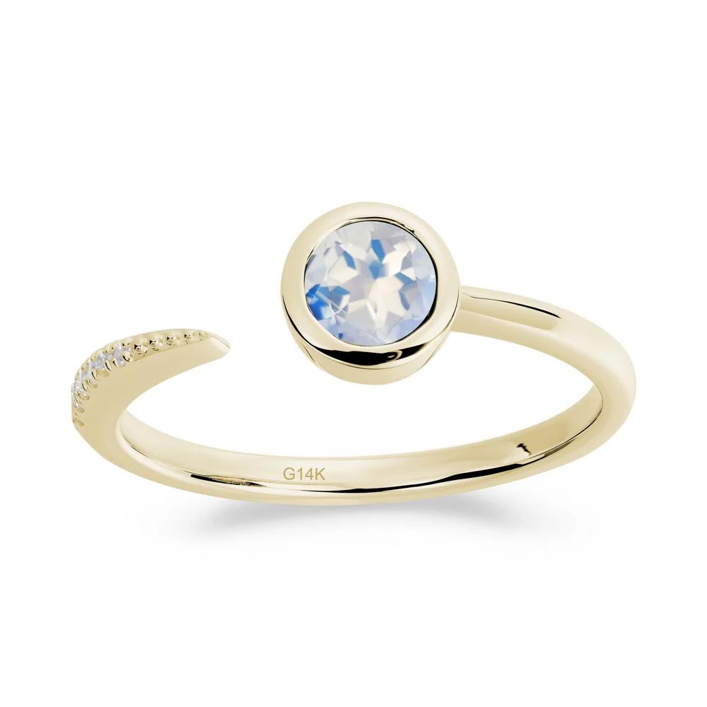 Bezel Set Round Moonstone Open Ring - Image 6