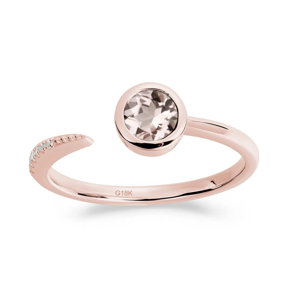 Bezel Set Round Morganite Open Ring - Image 3