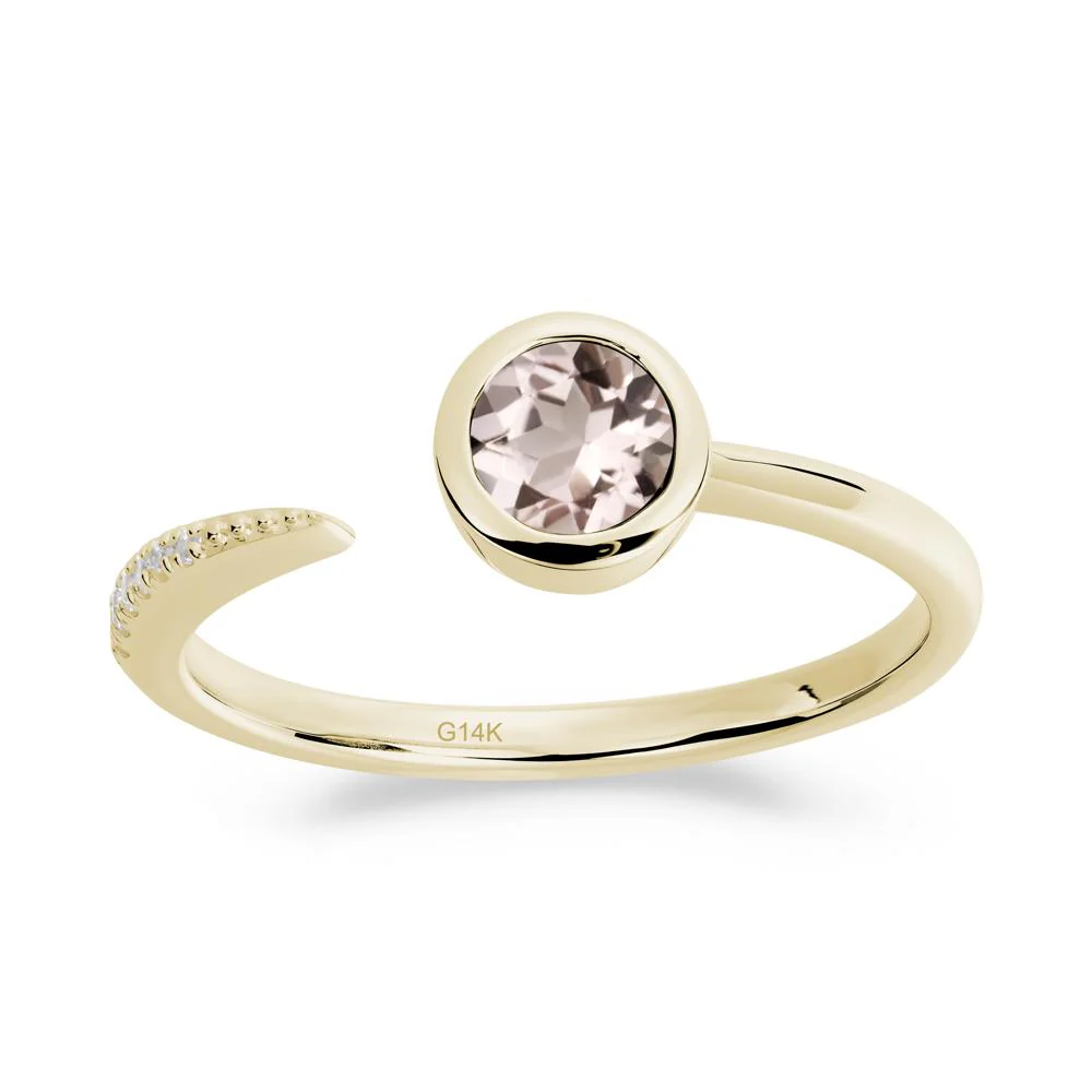 Bezel Set Round Morganite Open Ring - Image 8