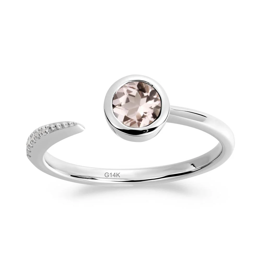 Bezel Set Round Morganite Open Ring - Image 9