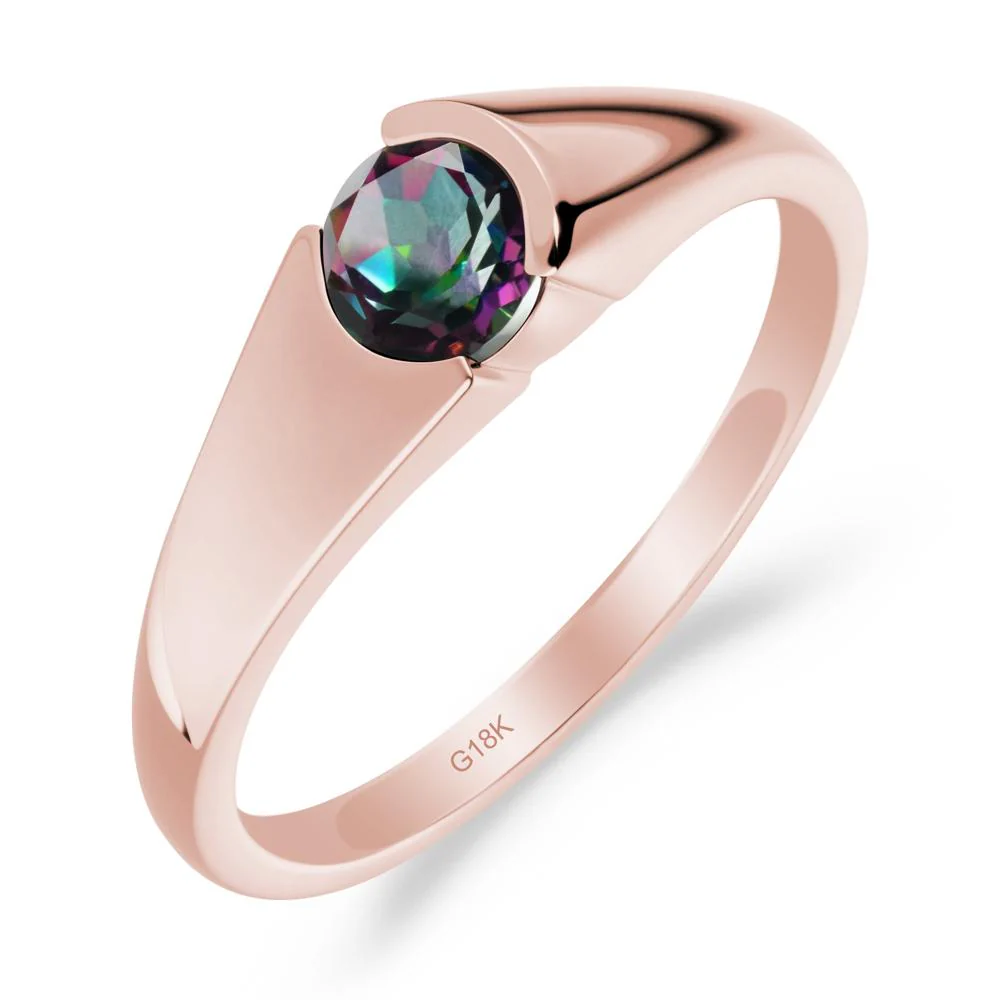 Bezel Set Round Mystic Topaz Solitaire Ring - Image 3