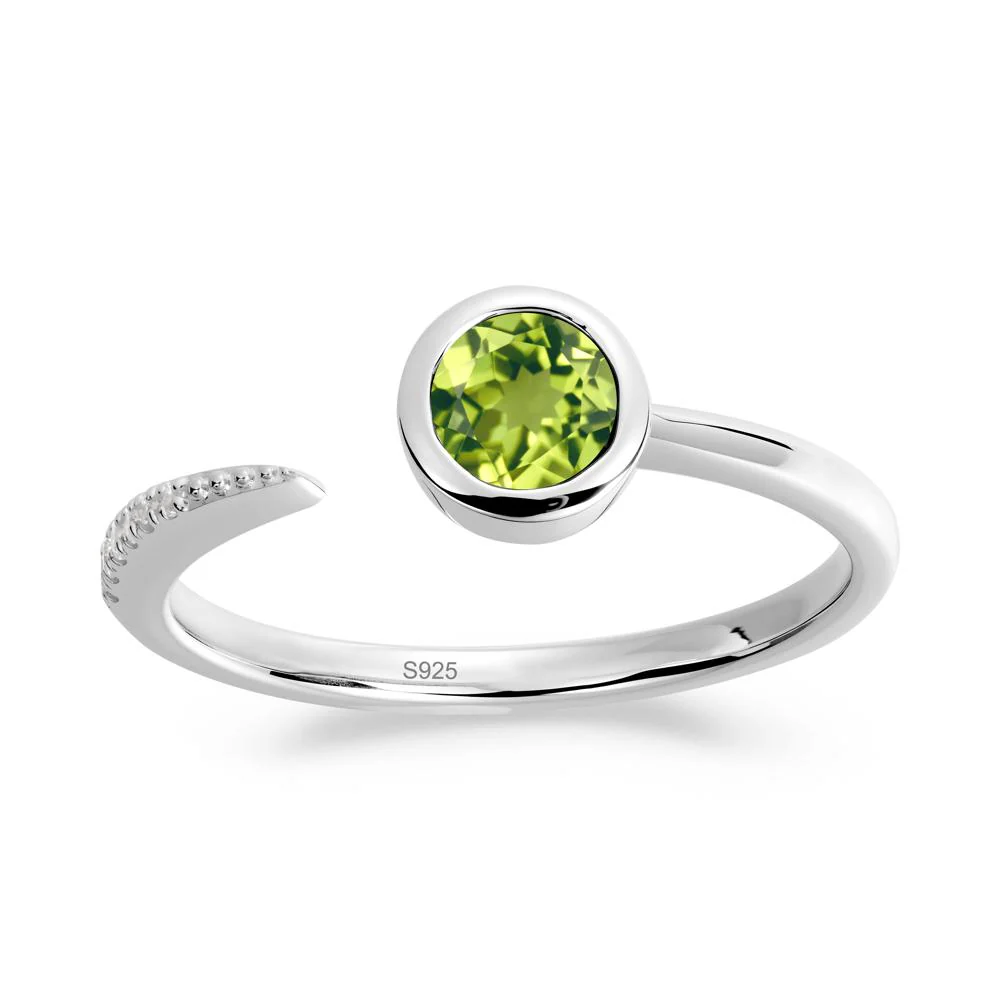 Bezel Set Round Peridot Open Ring - Image 6