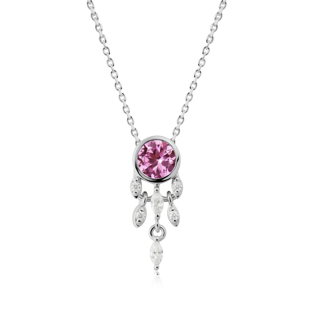 Bezel Set Round Pink Sapphire Pendant - Image 2