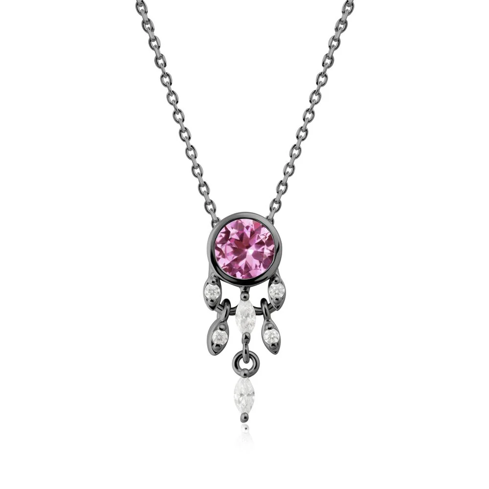 Bezel Set Round Pink Sapphire Pendant - Image 3