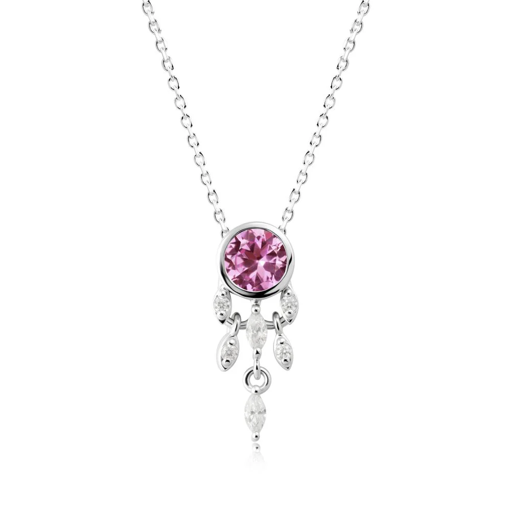 Bezel Set Round Pink Sapphire Pendant - Image 4