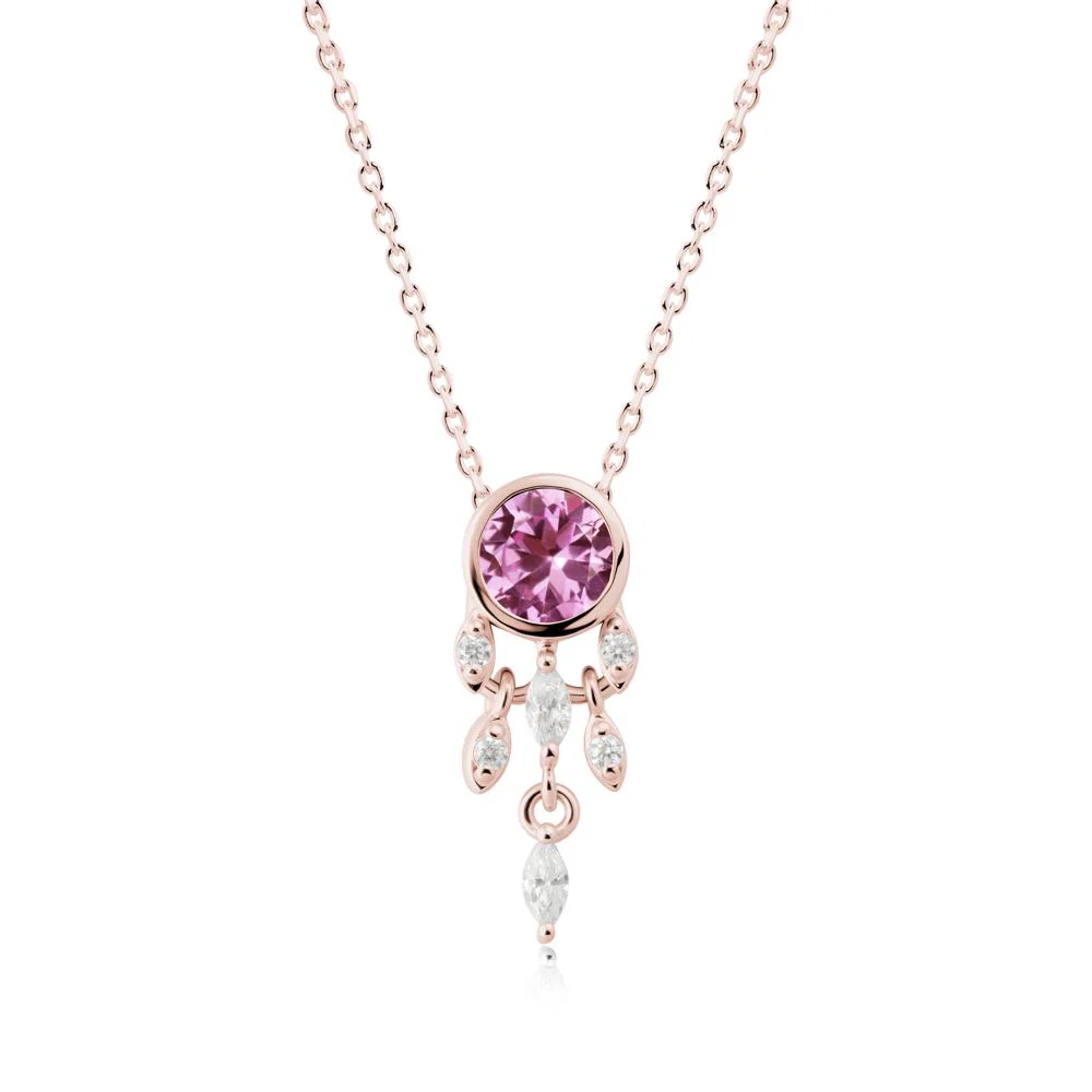 Bezel Set Round Pink Sapphire Pendant - Image 9