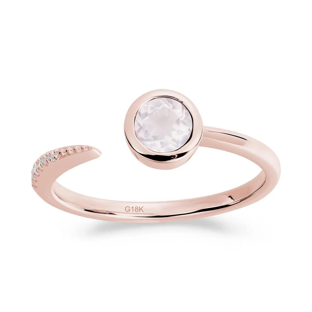 Bezel Set Round Rose Quartz Open Ring - Image 3