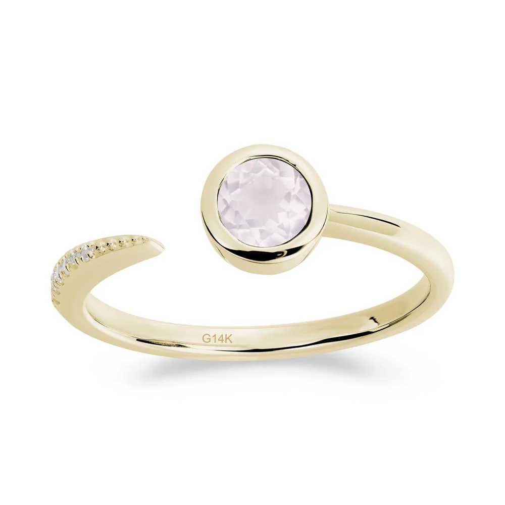 Bezel Set Round Rose Quartz Open Ring - Image 7