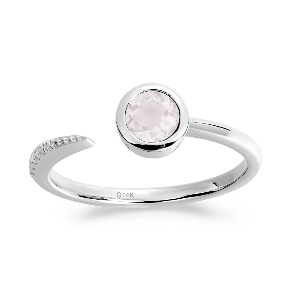 Bezel Set Round Rose Quartz Open Ring - Image 9