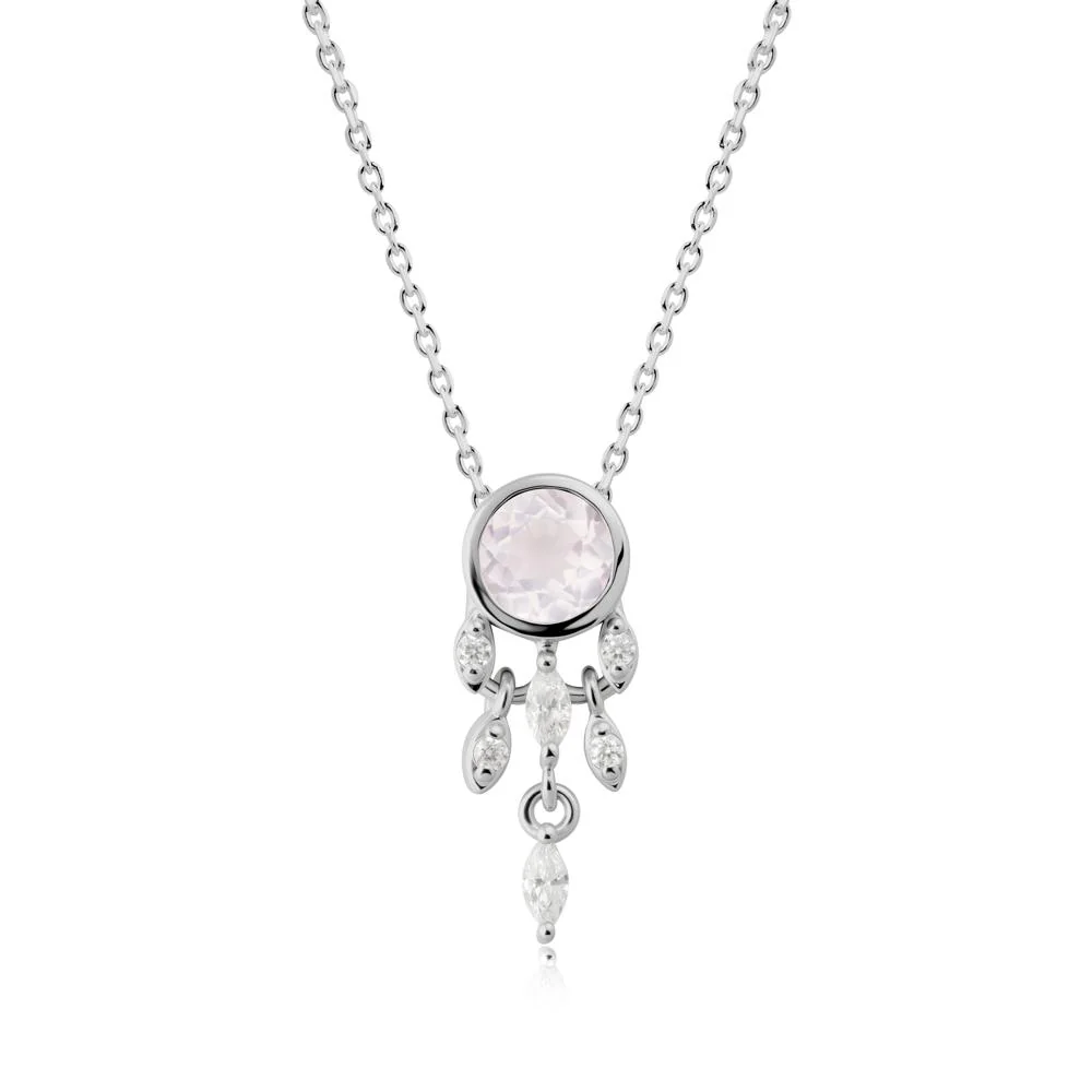 Bezel Set Round Rose Quartz Pendant - Image 2