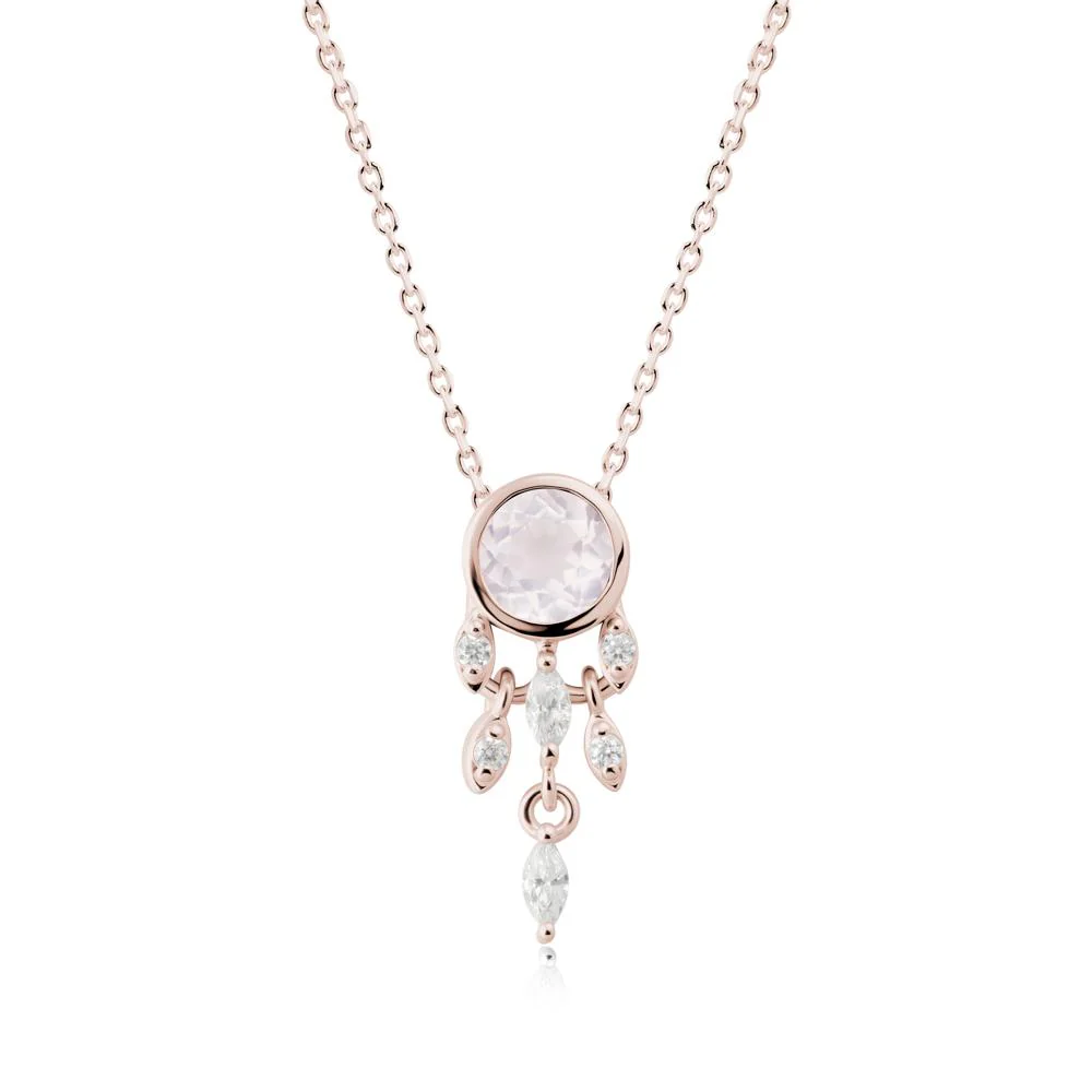 Bezel Set Round Rose Quartz Pendant - Image 8
