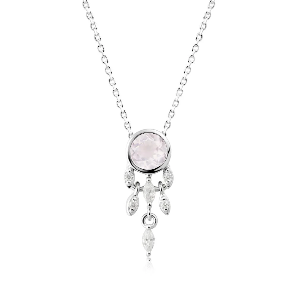 Bezel Set Round Rose Quartz Pendant - Image 9