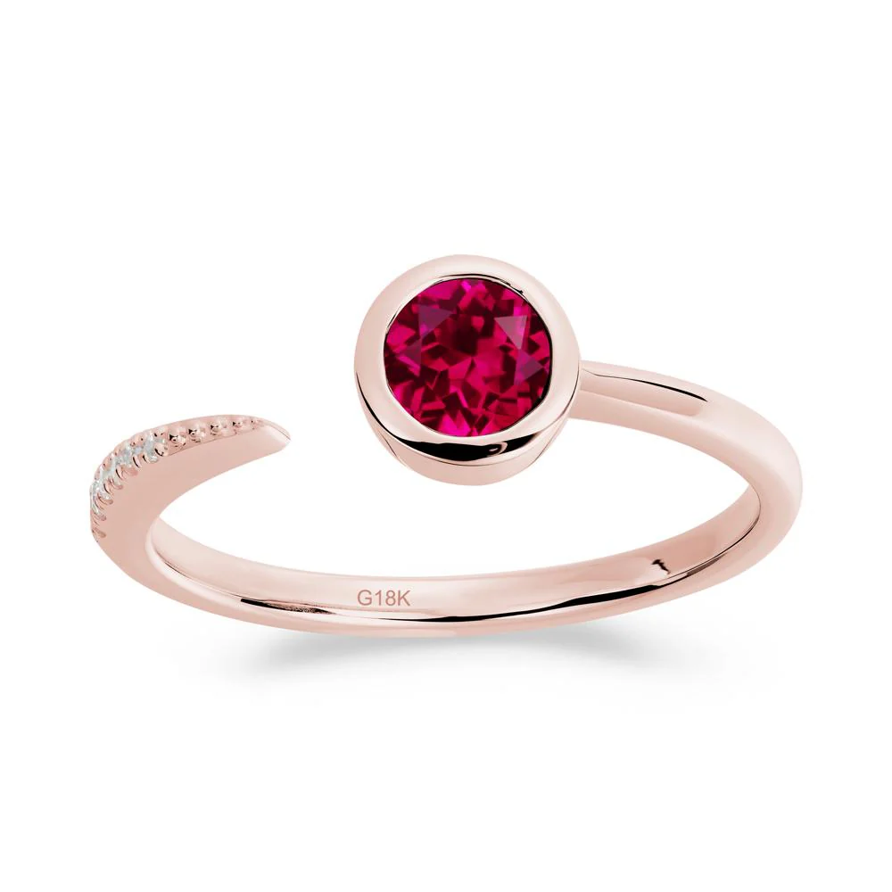 Bezel Set Round Ruby Open Ring - Image 2