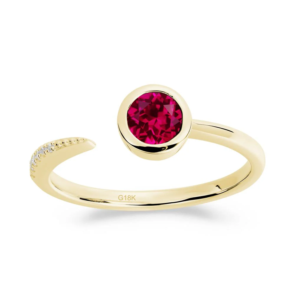 Bezel Set Round Ruby Open Ring - Image 6