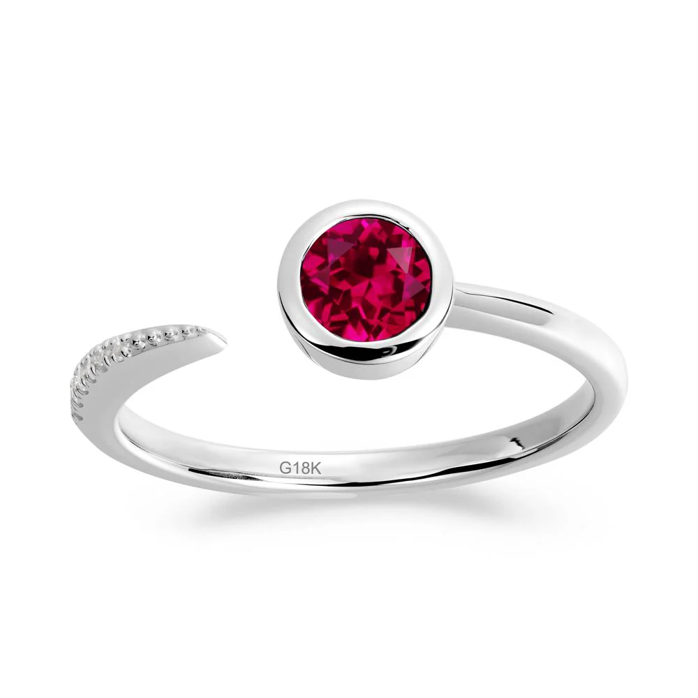 Bezel Set Round Ruby Open Ring - Image 9