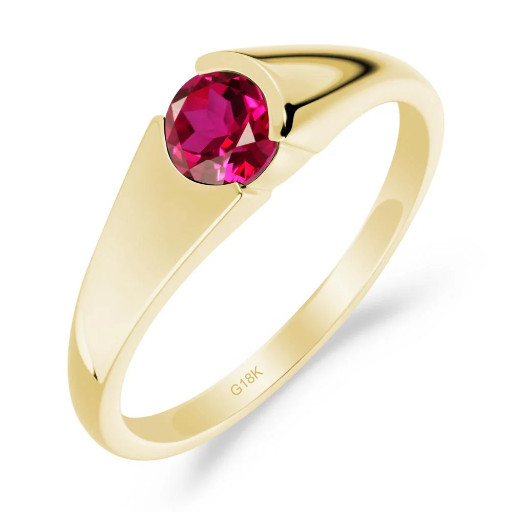 Bezel Set Round Ruby Solitaire Ring - Image 4