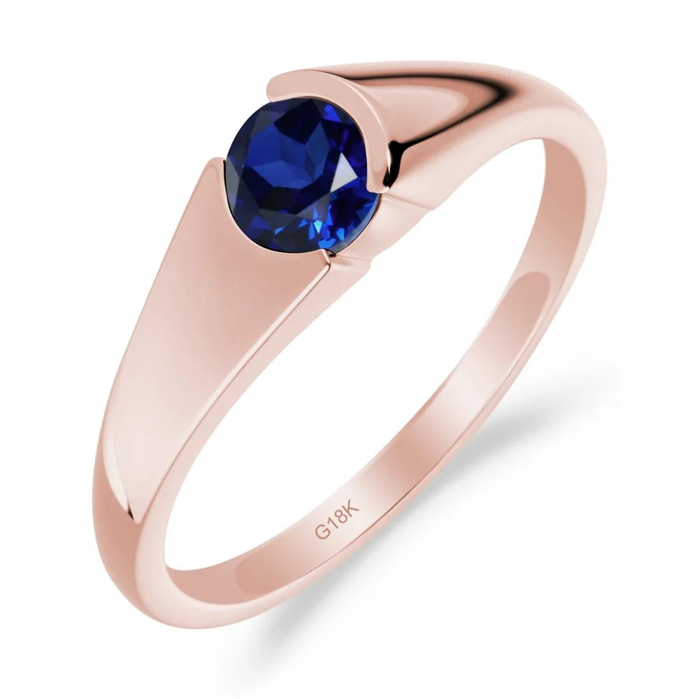 Bezel Set Round Sapphire Solitaire Ring - Image 3