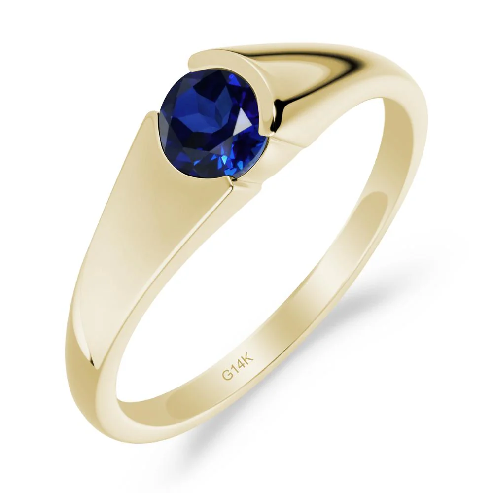 Bezel Set Round Sapphire Solitaire Ring - Image 4