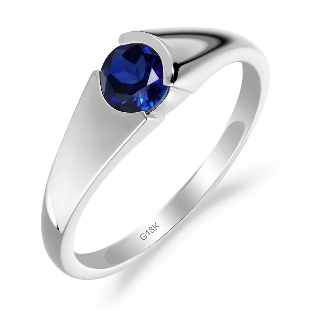 Bezel Set Round Sapphire Solitaire Ring - Image 6
