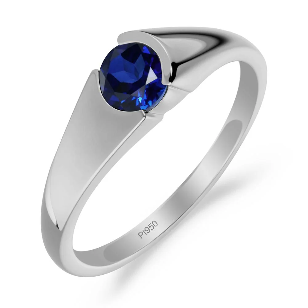 Bezel Set Round Sapphire Solitaire Ring - Image 9