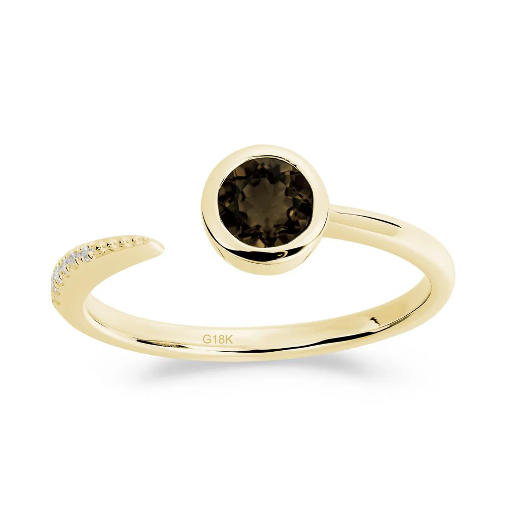 Bezel Set Round Smoky Quartz Open Ring - Image 6